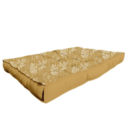 Matelas pour palette à imprimé feuillages "Spirit Garden" - Jaune - l 80 x L 120 H 15 cm