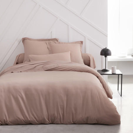 Drap plat lit double "Essential" en coton - Rose des sables - 240 x 300 cm