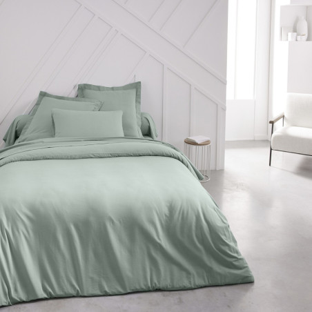 Housse de Couette lit double "Essential" en coton - Vert celadon - 240 x 260 cm