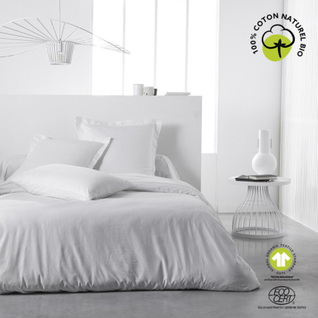 Housse de Couette lit double "Organic" en coton bio - Blanc - 240 x 260 cm