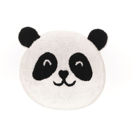 Tapis en forme de tête de panda en coton - Blanc et noir - 50 x 60 cm