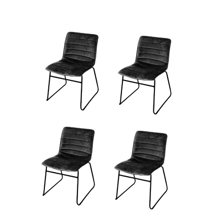 Lot de 4 chaises BROOKLYN en velours - L 55 x l 45 x H 78 cm - Noir