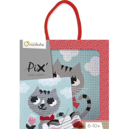 Kit de point de croix "Pix Gallery" - Chat - l 15 x H 1,5 x L 19 cm