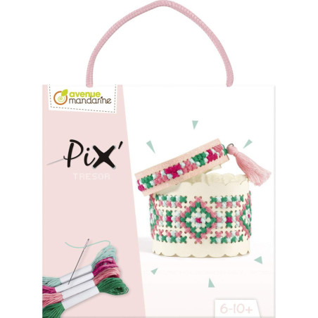 Kit de point de croix "Pix Trésor" - Rose - l 15 x H 1,5 x L 19