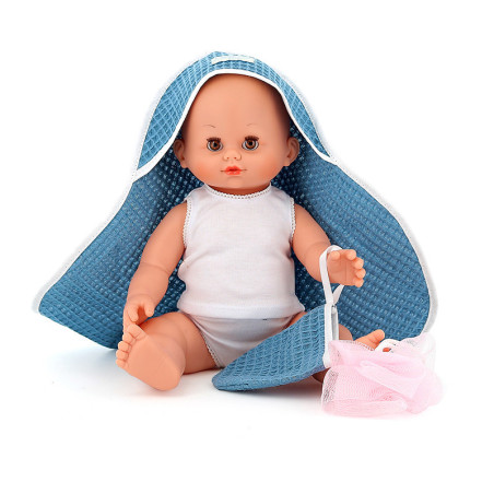 Poupon souple "Petit Câlin" senteur vanille - Cape de bain - H 36 cm