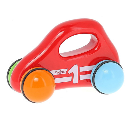 Voiture 1er âge - Rouge - L 10 x P 8 x H 15 cm