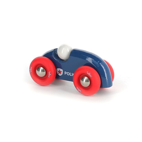 Voiture Rallye de police petit modèle en bois - Bleu/Rouge - L 9 x l 5 x H 4 cm