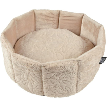 Panier rond en velour pour animaux "Boho" - Beige - D 38 x H 16 cm