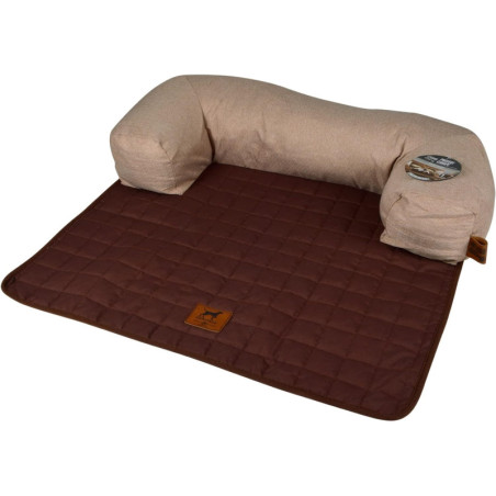 Protège canapé avec traversin "Héritage" - Beige/Marron - L 75 x l 70 cm