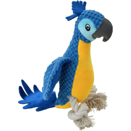 Jouet peluche sonore perroquet pour animaux - Bleu - H 33 cm