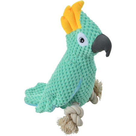 Jouet peluche sonore perroquet pour animaux - Vert - H 28 cm