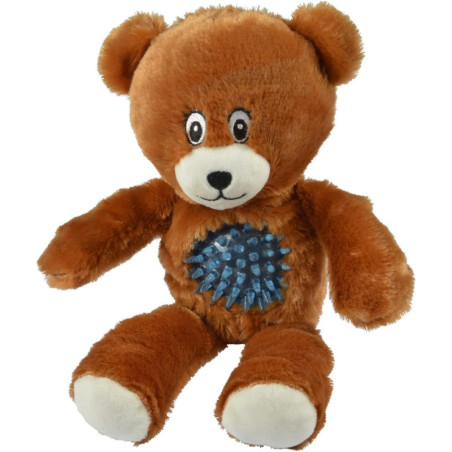 Jouet peluche ours sonore avec balle pour chien "Les Copinous" - Marron - H 27 cm