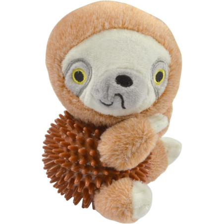 Jouet peluche Paresseux sonore avec balle pour chien "Les Exotiques" - Marron - H 16,5 cm