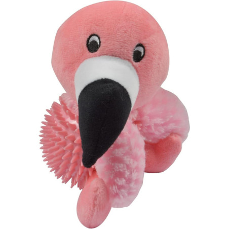 Jouet peluche Flamant Rose sonore avec balle pour chien "Les Exotiques" - Rose - H 16,5 cm