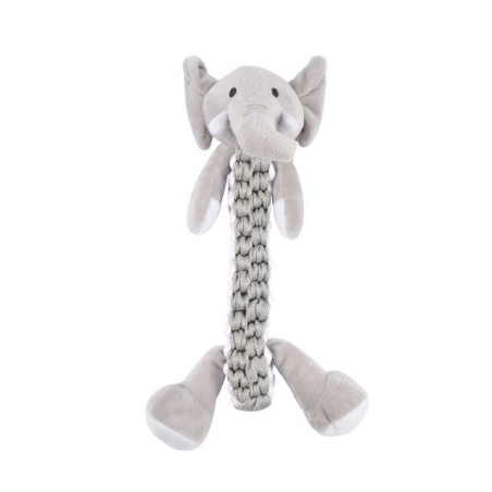 Jouet peluche Eléphant avec corde sonore pour chien "Les Féroces" - Gris - H 34 cm