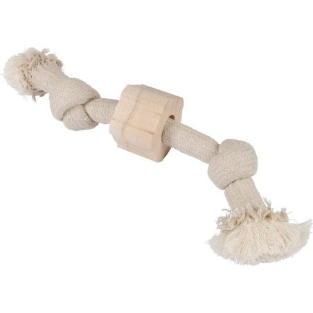 Jouet en corde et bois pour chien - Beige - L 30 cm