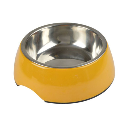 Gamelle en mélamine avec bol en inox amovible "Mix and Match" - Jaune moutarde - 300 ml - D14,7 cm