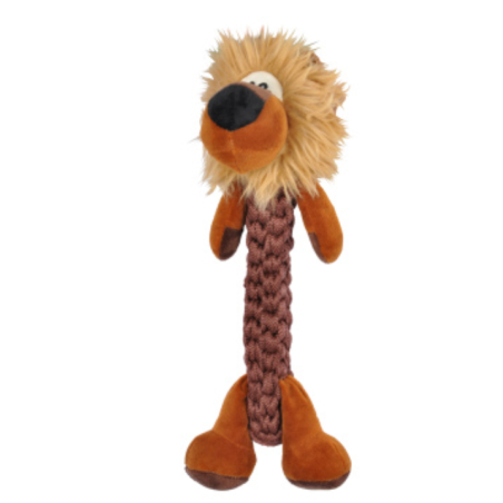 Jouet peluche Lion avec corde sonore pour chien "Les Féroces" - Marron - H 34 cm