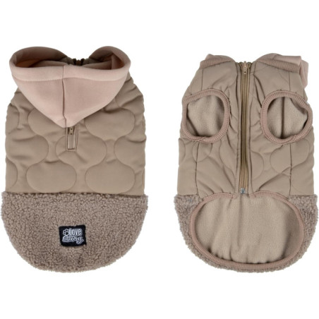 Manteau matelassée à capuche et doublure polaire pour chien "Teddy" - Beige - Taille M 35 cm