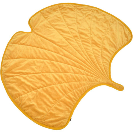 Tapis nomade pour animaux en forme de feuille de gingko Bi-Matière - Jaune - L 120 x l 110 cm