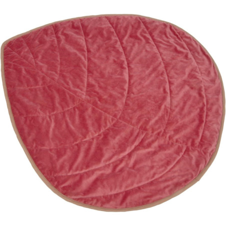 Tapis nomade réversible feuille rosier en bi-matière microfibre et velours - Rose - L 120 x l 100 cm