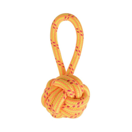 Jouet corde en balle avec poignée en coton - Orange - D 10 x H 27 cm