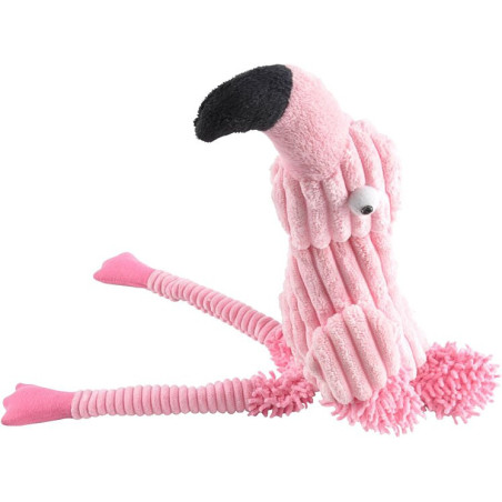 Jouet peluche Flamant rose sonore - Rose - L 46 x l 7 cm