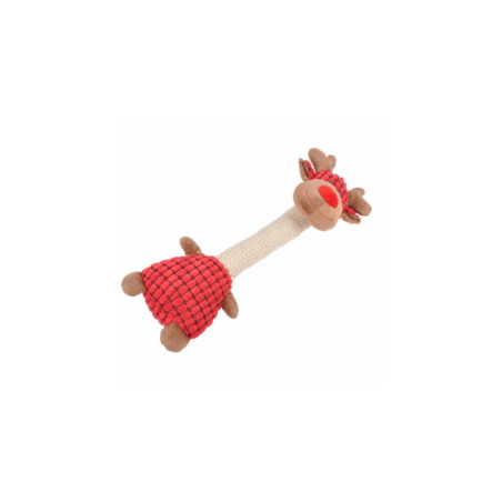 Jouet peluche Renne sonore - Rouge - L 32 x l 10 cm