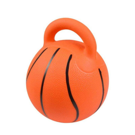 Jouet ballon de basket avec poignée en plastique - Orange - D 15 x H 20 cm