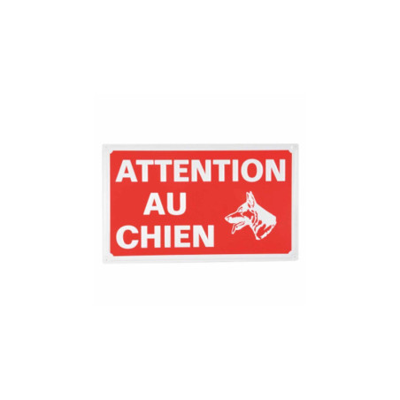 Plaque décorative "Attention Au Chien" - Rouge/Blanc - L 33 x l 20 cm.