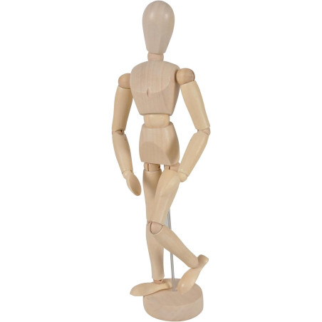 Mannequin articulé en bois de buis vernis - H 31 cm