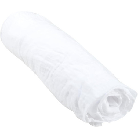 Drap housse en gaze de coton - Blanc - l 60 x L 120 cm