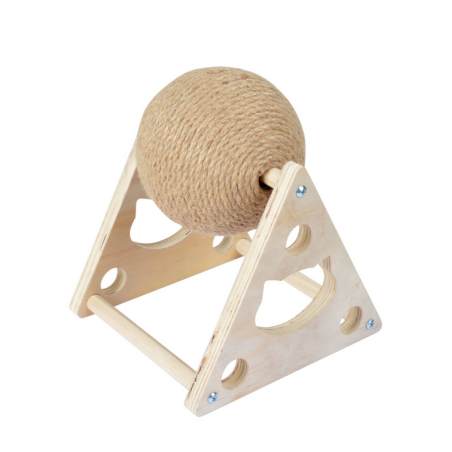 Griffoir boule rotative avec corde en jute - Beige - D 16 x H 20 cm