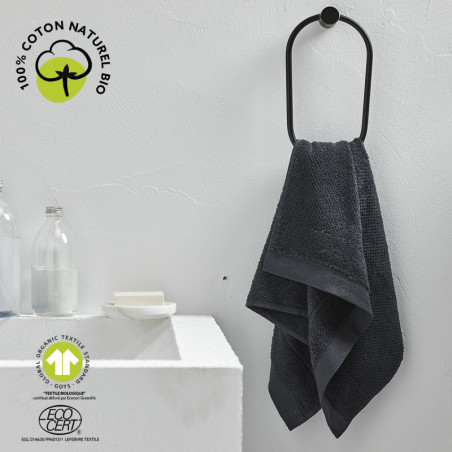 Serviette de bain en coton bio "Organic" - Gris fusain - 50 x 90 cm