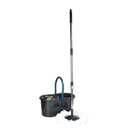 Set de balai mop et seau d'essorage automatique - Gris Anthracite - 12,5L