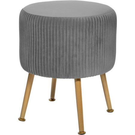 Tabouret en velours "Solaro" - Gris - D 35 x H 42 cm