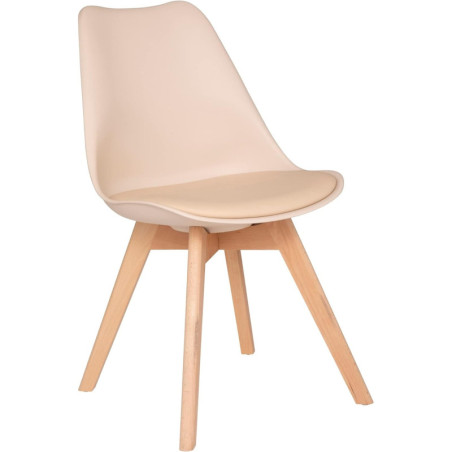 Chaise scandinave à coque "Baya" - Beige - H 82 x L 48 x P 52,5 cm