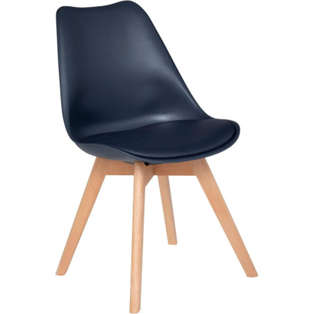 Chaise scandinave à coque "Baya" - Bleu marine - H 82 x L 48 x P 52,5 cm