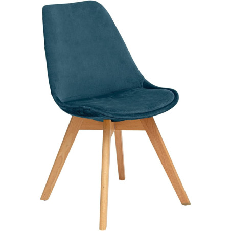 Chaise scandinave en velours "Baya" - Bleu canard - L 48 x P 55 x H 81 cm