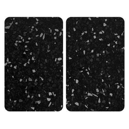 Lot de 2 protections de plaque de cuisson en verre trempé "Terrazzo" - Noir - L 52 x l 30 cm