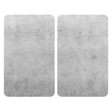 Lot de 2 protection plaque de cuisson en verre trempé effet béton - Gris - l 30 x L 52 cm