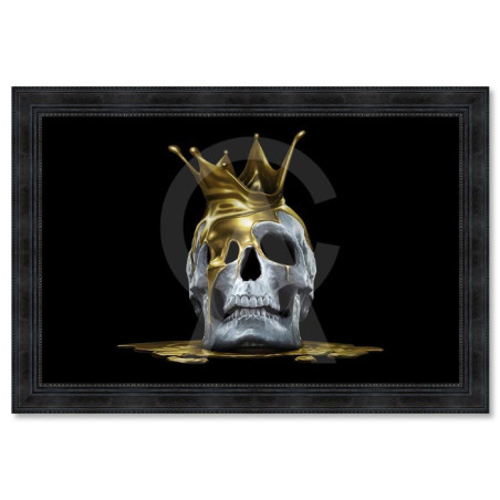 Cadre décoratif en bois avec toile vernis "King's Death" - Noir - 40 x 60 cm - Collection Granger