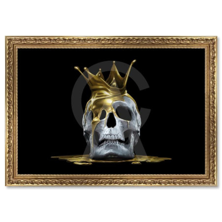 Cadre décoratif en bois avec toile vernis "King's Death" - Doré - 40 x 60 cm - Collection Granger