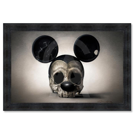 Cadre décoratif en bois avec toile vernis "RIP Mickey" - Noir - 80 x 120 cm - Collection Granger