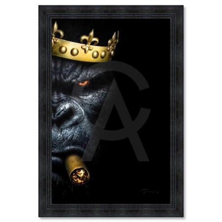 Cadre décoratif en bois avec toile vernis "The King" - Noir - 40 x 60 cm - Collection Granger