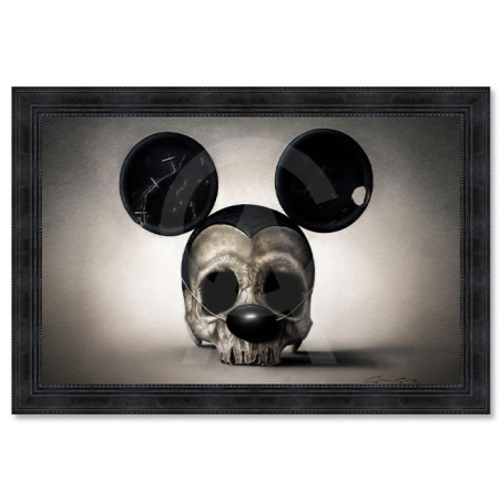 Cadre décoratif en bois avec impression en PVC vernis "RIP Mickey" - Noir - 60 x 90 cm - Collection Granger