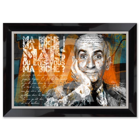 Cadre en bois avec impression en PVC vernis "Louis de Funès" - Noir - 40 x 60 cm - Collection Romaric