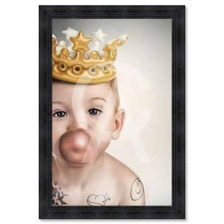 Cadre en bois avec impression en PVC vernis "Baby King" - Noir - 80 x 120 cm - Collection Granger