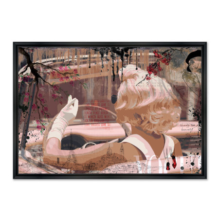 Cadre en bois avec impression en PVC vernis "Fashion Paris" - Noir mat - 30 x 45 cm - Collection Rubix