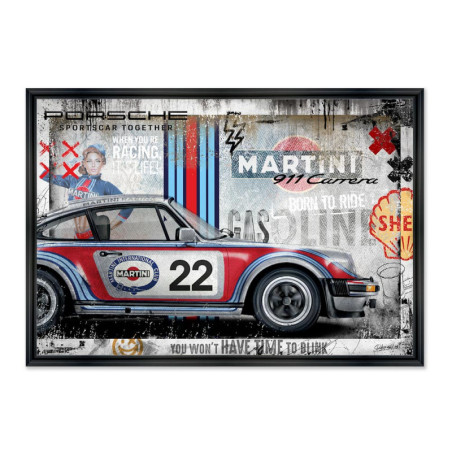 Cadre en bois avec impression en PVC vernis "911 RSR Gasoline" - Noir - 40 x 60 cm - Collection Rubix